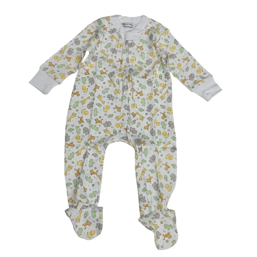 NWT Magnolia Baby Size Preemie Little Safari Celery Zipper Footie